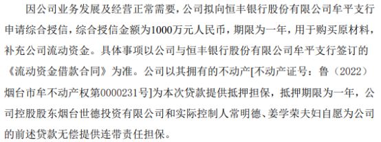 IM电竞 电子竞技平台世德装备拟向银行申请1000万授信 公